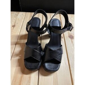 The Kooples Women's Sz EU 39 US 8 Black‎ Ankle Strap High Heel Leather Sandals